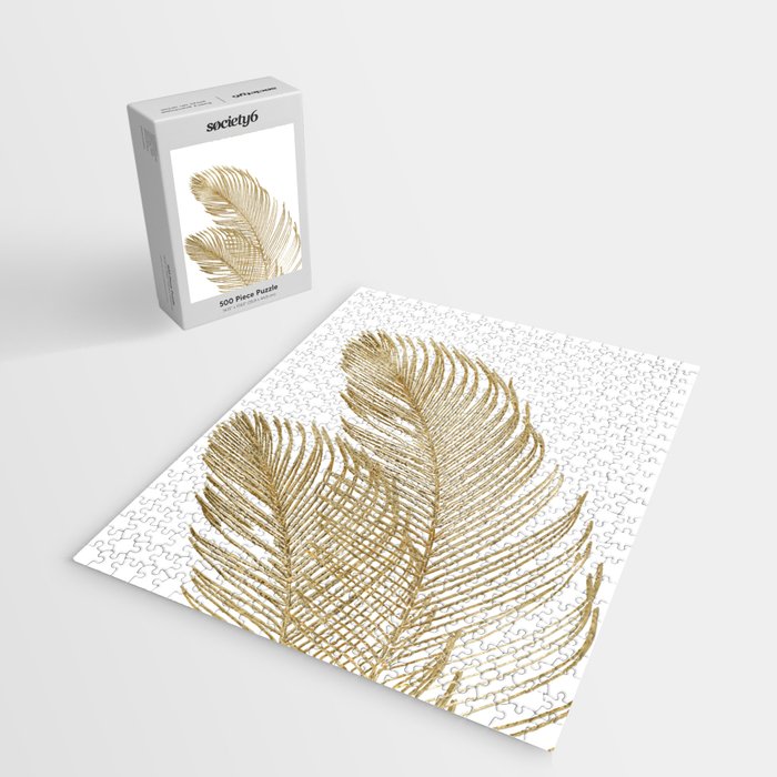 Palm Leaves Finesse Line Art with Gold Foil #2 #minimal #decor #art #society6 Jigsaw Puzzle Gallery Image 2