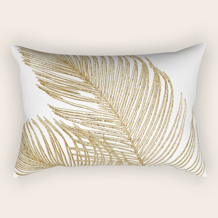 Palm Leaves Finesse Line Art with Gold Foil #2 #minimal #decor #art #society6 Rectangular Pillow