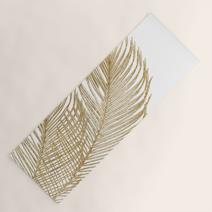 Palm Leaves Finesse Line Art with Gold Foil #2 #minimal #decor #art #society6 Yoga Mat Gallery Image 1