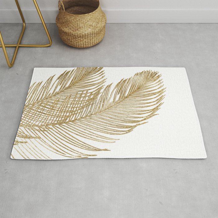 Palm Leaves Finesse Line Art with Gold Foil #2 #minimal #decor #art #society6 Rug Gallery Image 1