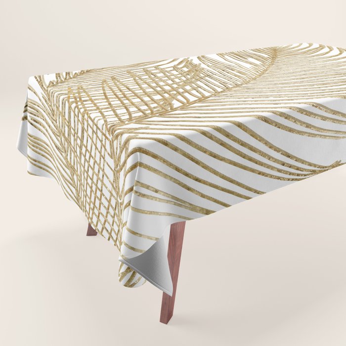Palm Leaves Finesse Line Art with Gold Foil #2 #minimal #decor #art #society6 Tablecloth Gallery Image 1