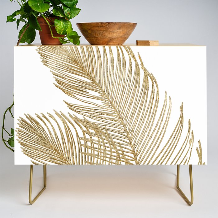 Palm Leaves Finesse Line Art with Gold Foil #2 #minimal #decor #art #society6 Credenza Gallery Image 1