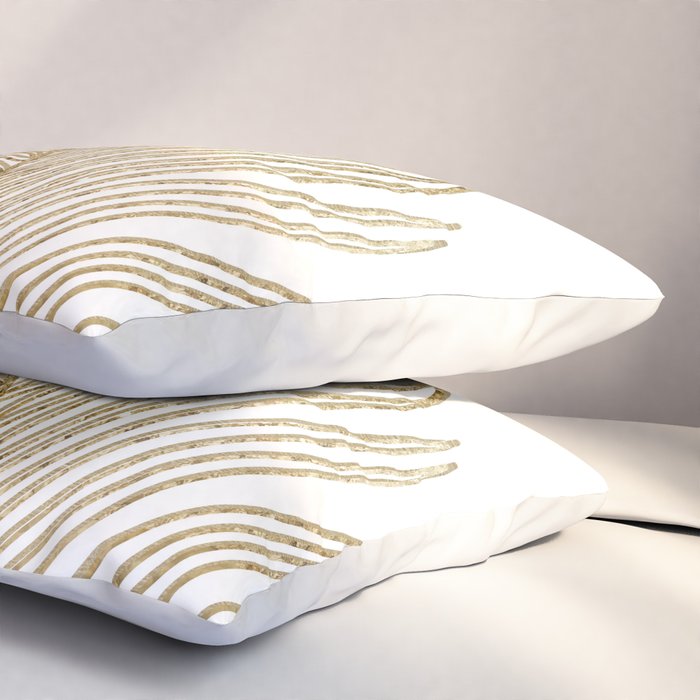 Palm Leaves Finesse Line Art with Gold Foil #2 #minimal #decor #art #society6 Pillow Sham Gallery Image 3