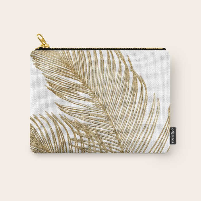 Palm Leaves Finesse Line Art with Gold Foil #2 #minimal #decor #art #society6 Carry All Pouch Gallery Image 1