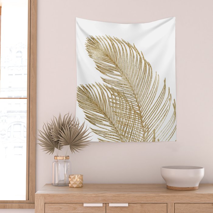 Palm Leaves Finesse Line Art with Gold Foil #2 #minimal #decor #art #society6 Wall Tapestry Gallery Image 2