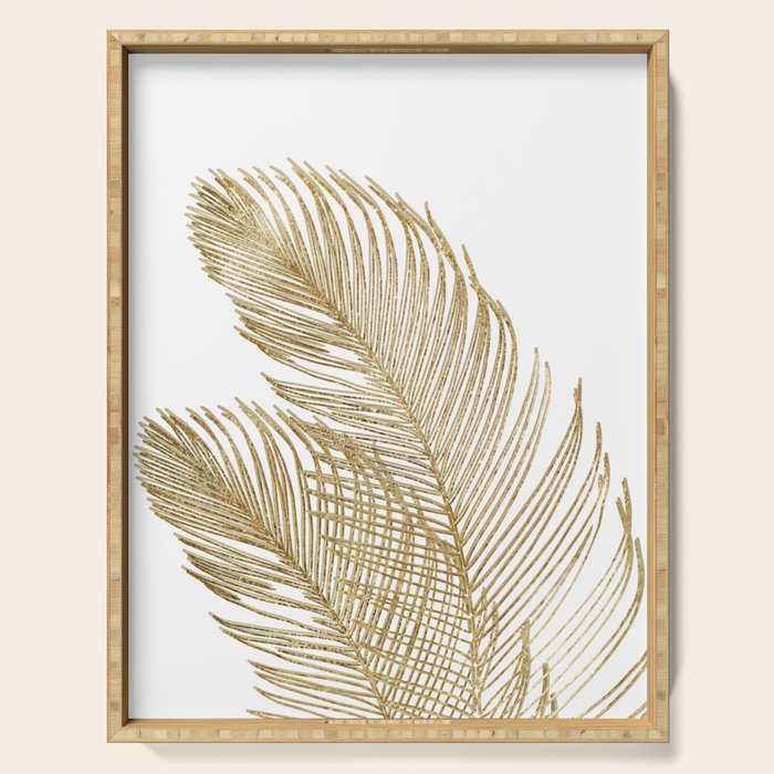 Palm Leaves Finesse Line Art with Gold Foil #2 #minimal #decor #art #society6 Serving Tray Gallery Image 1