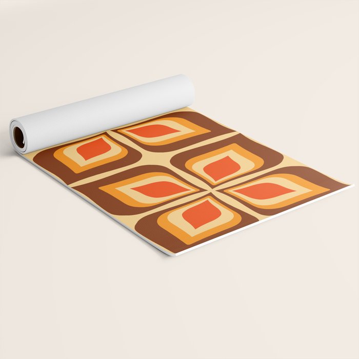 Retro Mid Century Modern Floral Pattern 721 Autumn Yoga Mat Gallery Image 2