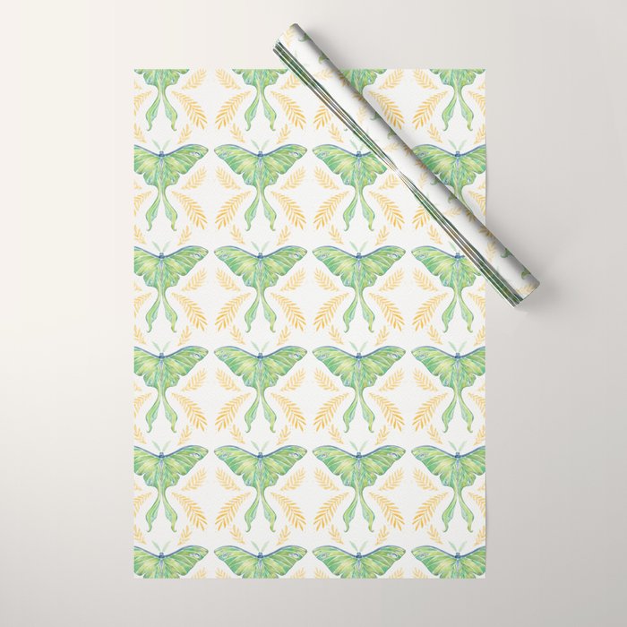 Watercolor Luna Moth Wrapping Paper Gallery Image 1