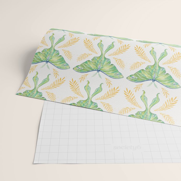 Watercolor Luna Moth Wrapping Paper Gallery Image 2