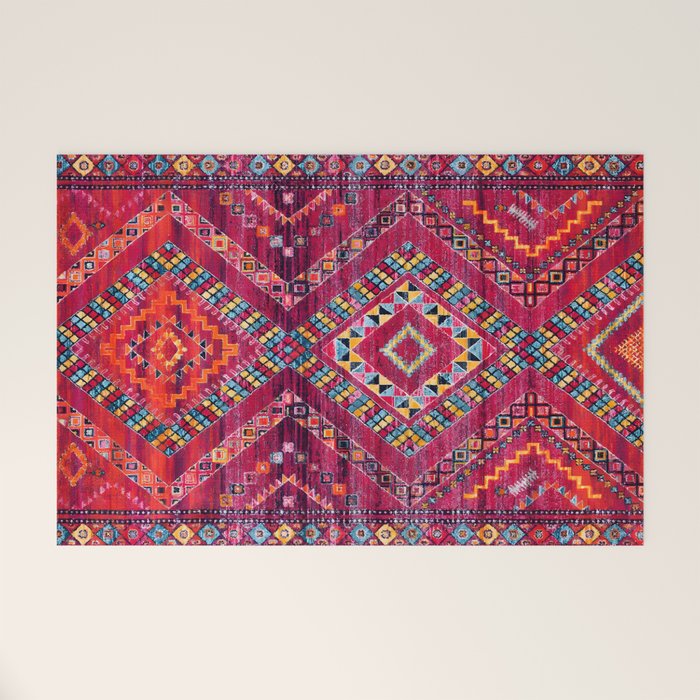 Rose Oasis: Vintage Bohemian Geometric Heritage Welcome Mat Gallery Image 1