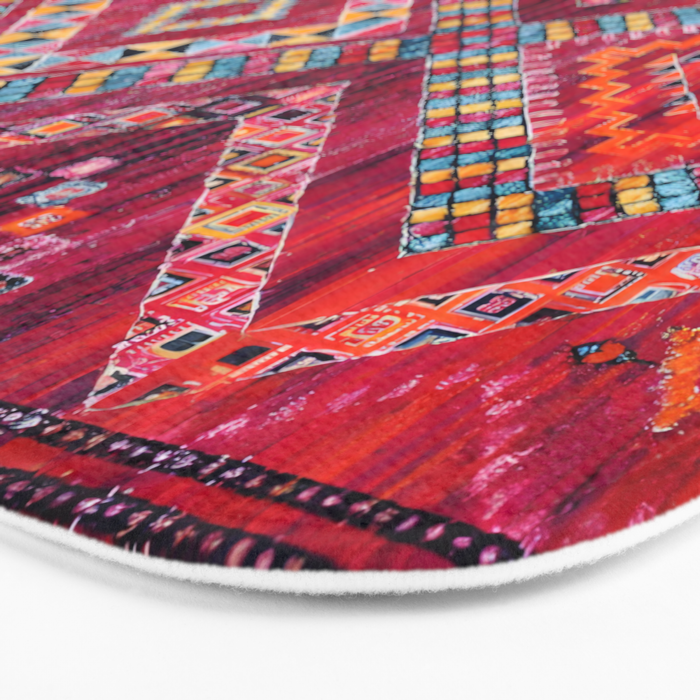 Rose Oasis: Vintage Bohemian Geometric Heritage Bath Mat Gallery Image 3