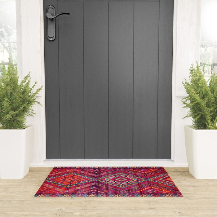 Rose Oasis: Vintage Bohemian Geometric Heritage Welcome Mat Gallery Image 3