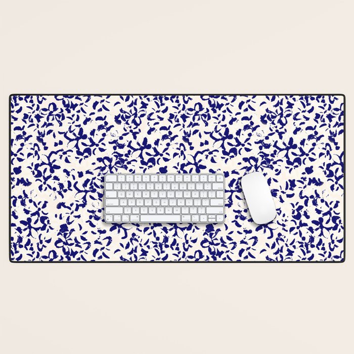 Mediterranean blue handmade floral Desk Mat Gallery Image 1