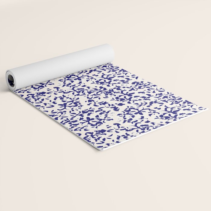 Mediterranean blue handmade floral Yoga Mat Gallery Image 2