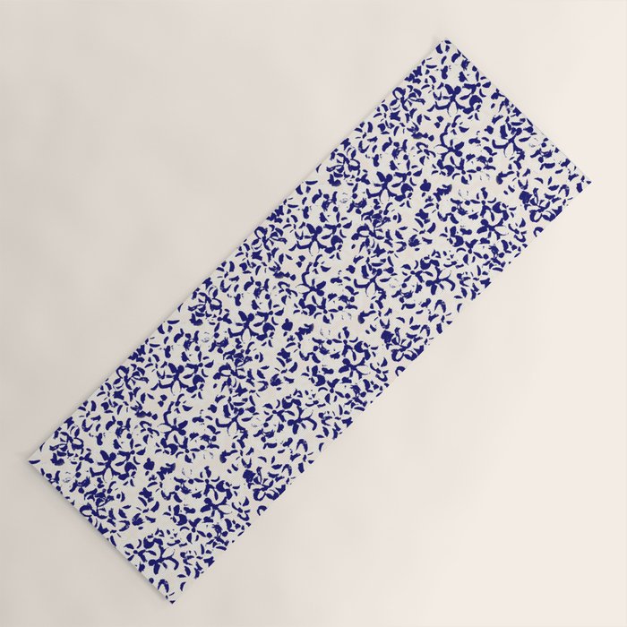 Mediterranean blue handmade floral Yoga Mat Gallery Image 1