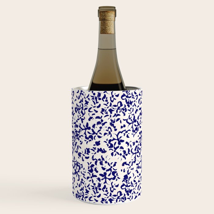 Mediterranean blue handmade floral Wine Chiller Gallery Image 1