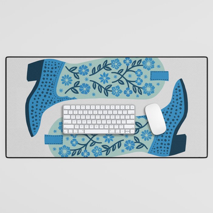 Cowgirl Boots â Mint and Blue Desk Mat Gallery Image 1