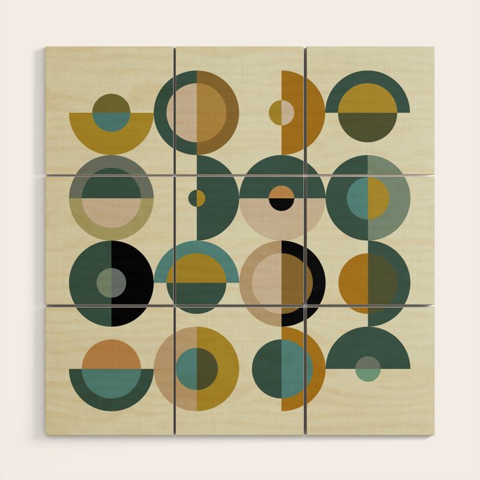 mid century modern geometric art Wood Wall Art Gallery Image 1