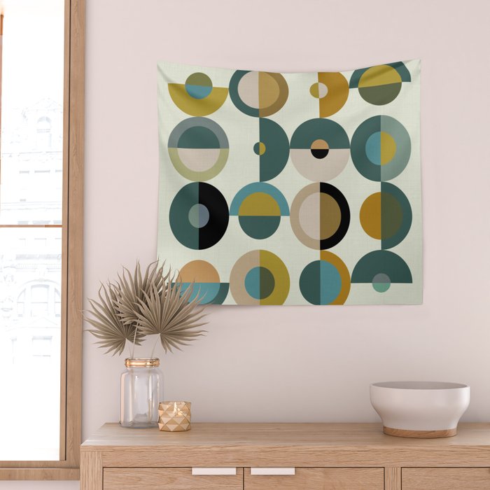 mid century modern geometric art Wall Tapestry Gallery Image 2