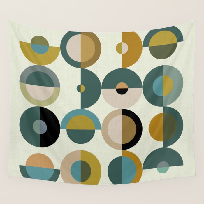 mid century modern geometric art Wall Tapestry Gallery Image 4