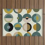 mid century modern geometric art Outdoor Rug Gallery Image 1