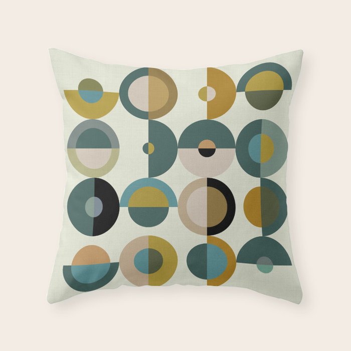 mid century modern geometric art Throw Pillow Gallery Image 1