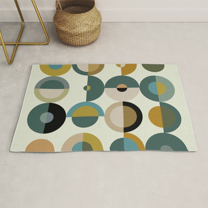 mid century modern geometric art Rug Gallery Image 1