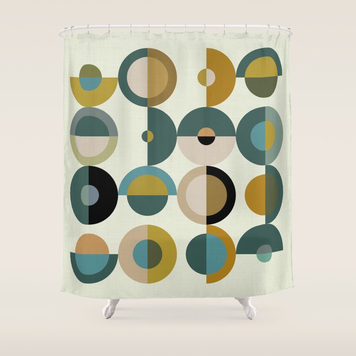 mid century modern geometric art Shower Curtain Gallery Image 1