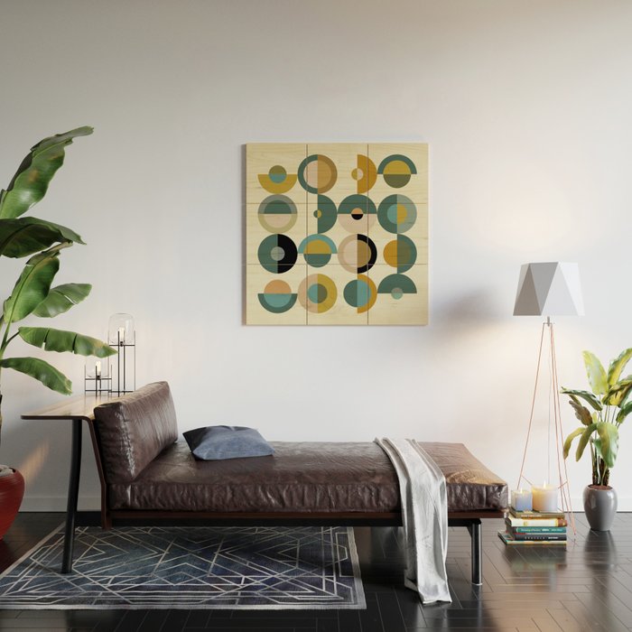 mid century modern geometric art Wood Wall Art Gallery Image 2