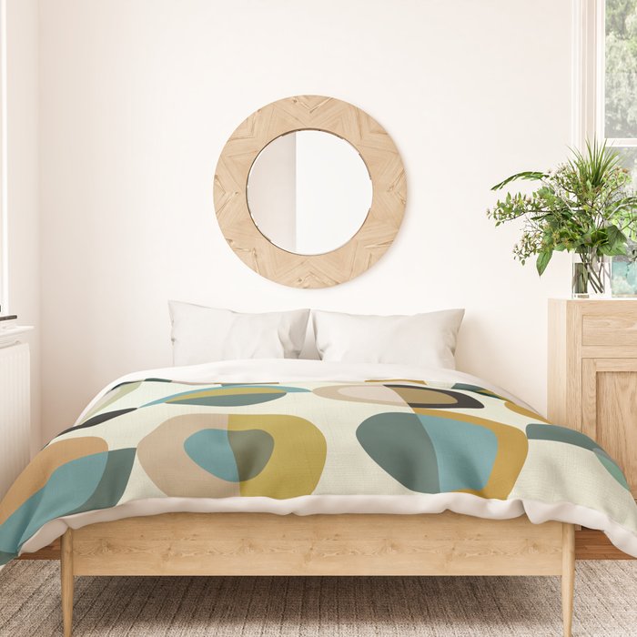 mid century modern geometric art Duvet Cover Gallery Image 3