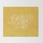 Scandinavian Brushed Gold Floral Ornament | Tropical Line Art Throw Blanket Gallery Image 2