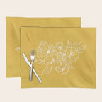Scandinavian Brushed Gold Floral Ornament | Tropical Line Art Placemat Gallery Image 1