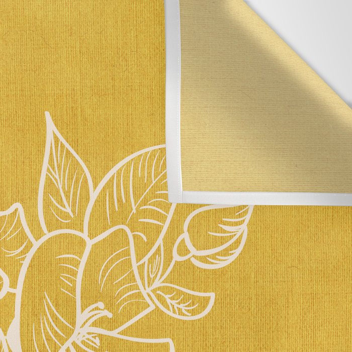 Scandinavian Brushed Gold Floral Ornament | Tropical Line Art Wall Tapestry Gallery Image 3