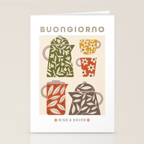 Buongiorno Retro Floral Coffee Stationery Card Gallery Image 1