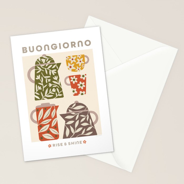 Buongiorno Retro Floral Coffee Stationery Card Gallery Image 2