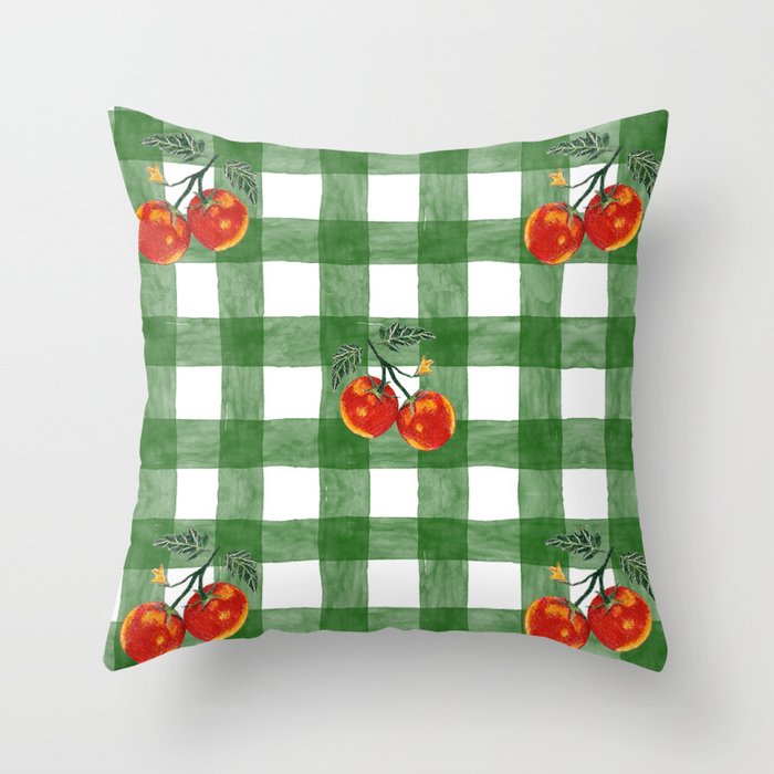 Tomato Gingham Throw Pillow Gallery Image 6