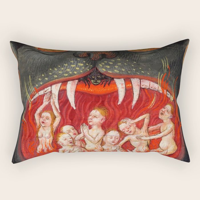 The mouth of Hell medieval art Rectangular Pillow Gallery Image 1