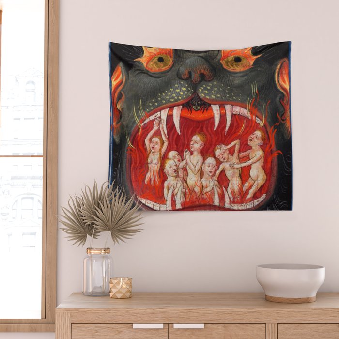 The mouth of Hell medieval art Wall Tapestry Gallery Image 2