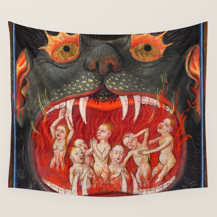 The mouth of Hell medieval art Wall Tapestry Gallery Image 2