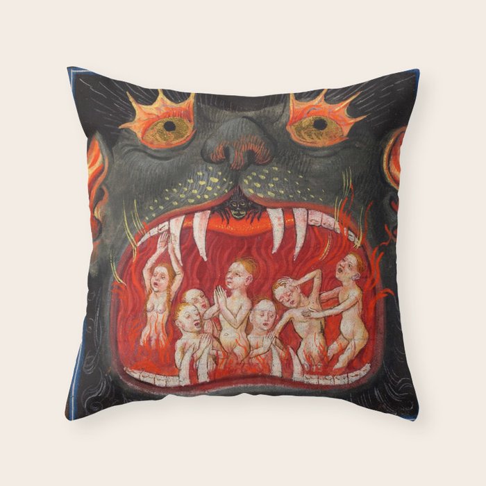 The mouth of Hell medieval art Throw Pillow Gallery Image 6