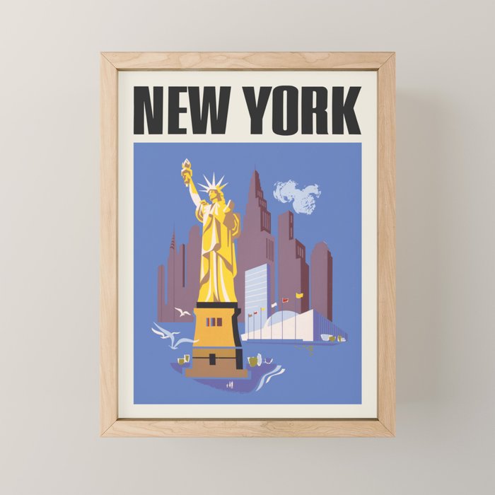 New York Vintage travel poster, 1950s Mini Art Print Gallery Image 1