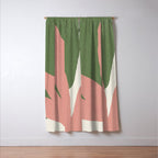 Leaves Minimalism - Pink Green Window Curtain Gallery Image 3