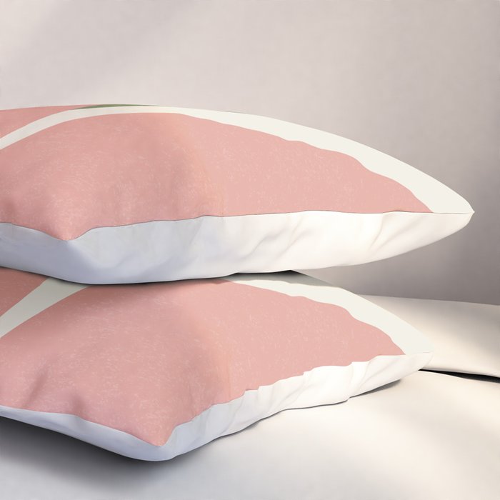 Leaves Minimalism - Pink Green Pillow Sham Gallery Image 3