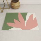 Leaves Minimalism - Pink Green Rug Gallery Image 1