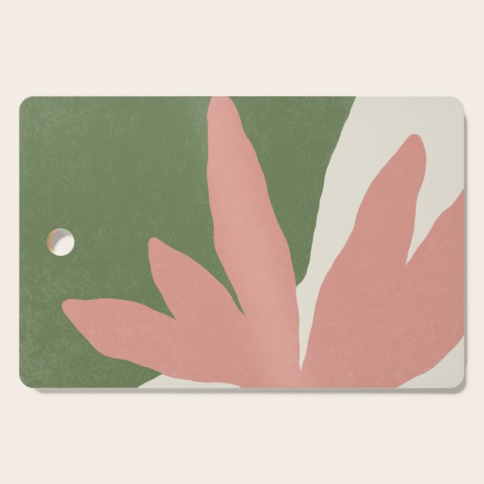Leaves Minimalism - Pink Green Cutting Board Gallery Image 1
