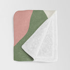 Leaves Minimalism - Pink Green Throw Blanket Gallery Image 3