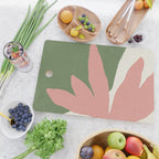 Leaves Minimalism - Pink Green Cutting Board Gallery Image 2