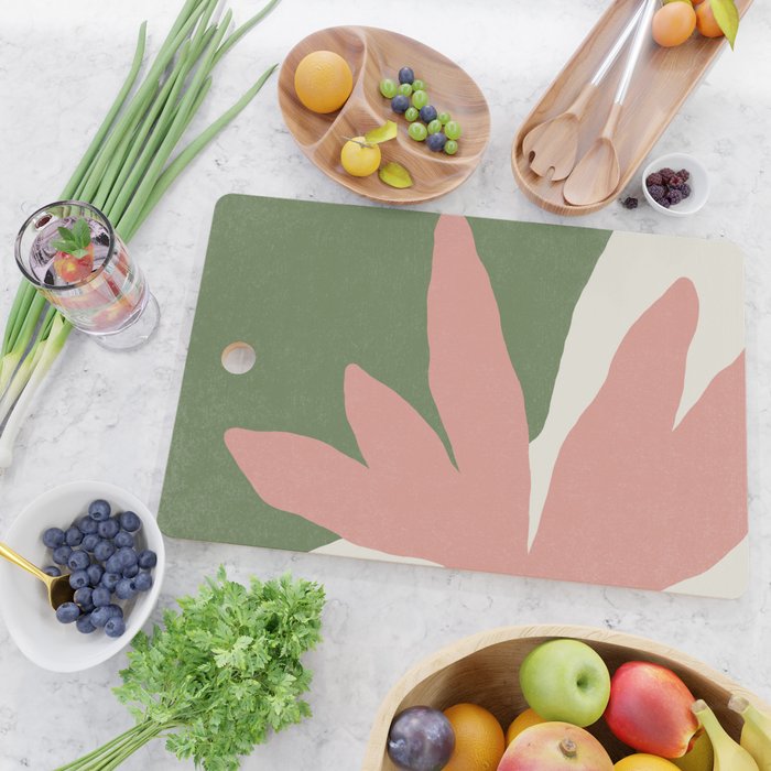 Leaves Minimalism - Pink Green Cutting Board Gallery Image 2