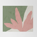 Leaves Minimalism - Pink Green Throw Blanket Gallery Image 2