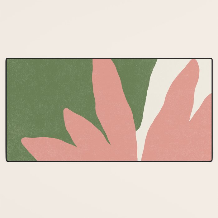 Leaves Minimalism - Pink Green Desk Mat Gallery Image 3
